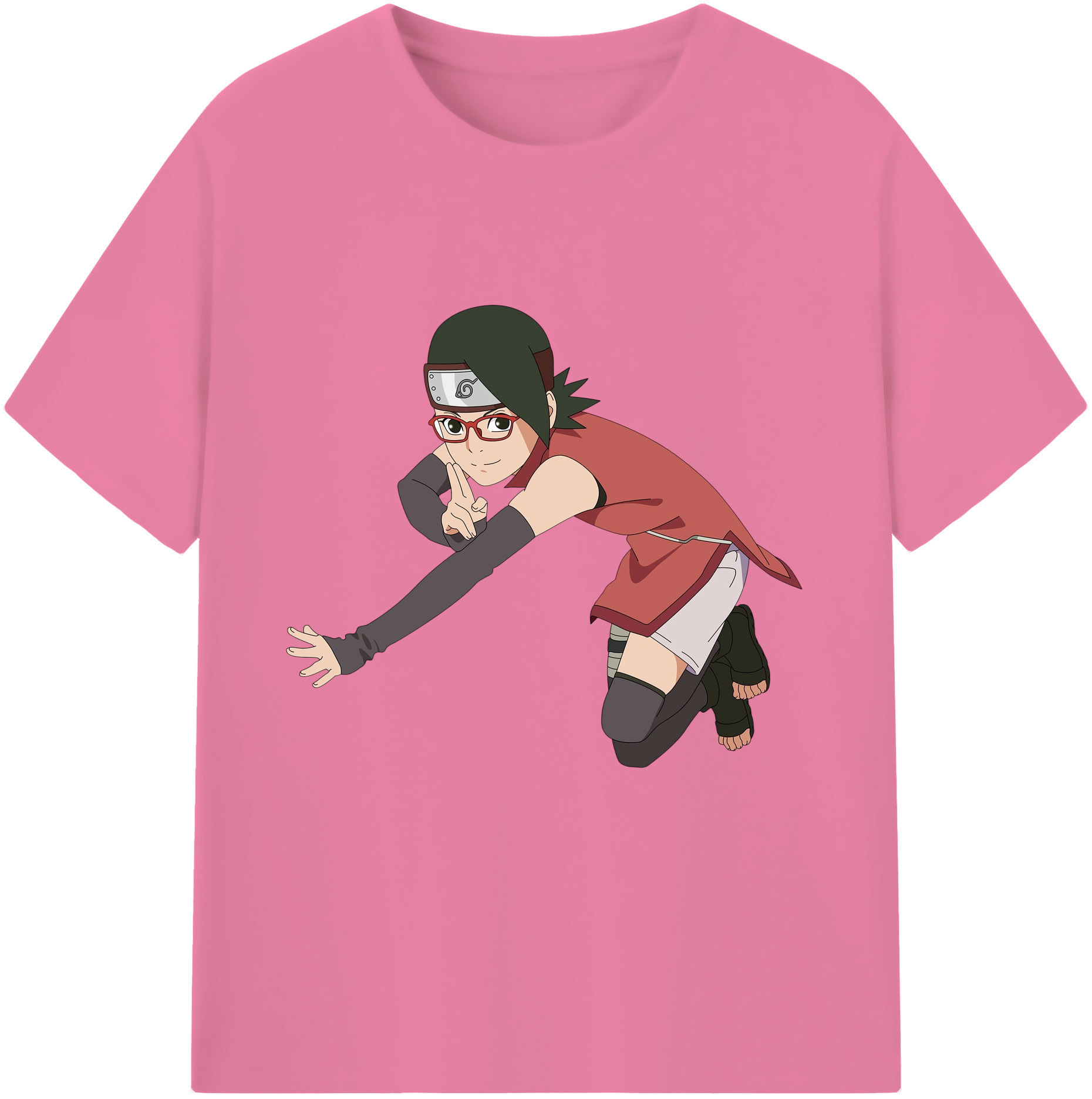 （画像用） NARUTO -ナルト- うちは サラダ Uchiha Sarada 綿100％半袖Tシャツ（フロントプリント）
